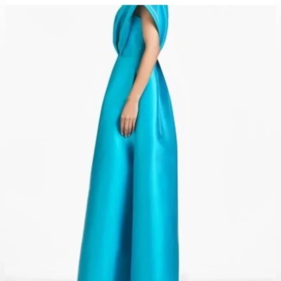Sachin & Babi | Clarissa Pleated One-shoulder Gown NWT SIZE 6 AQUA COLOR - Picture 3 of 9